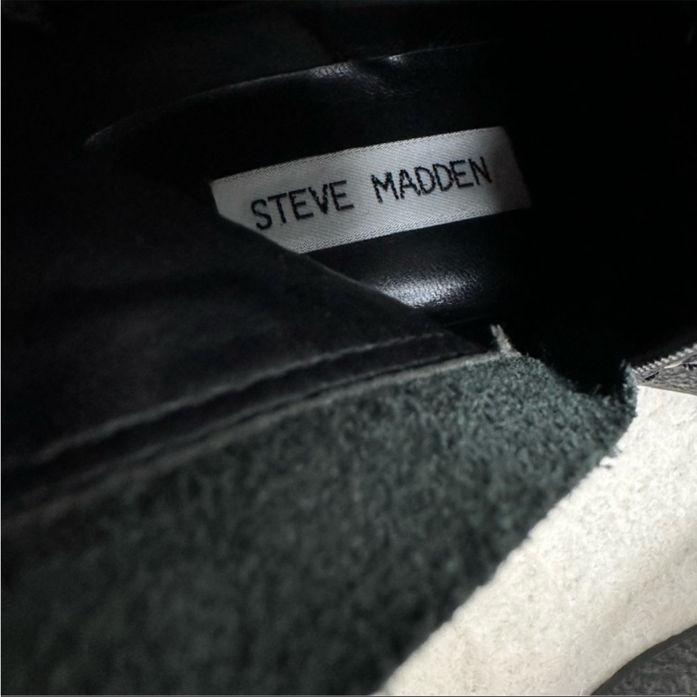 ⛔️SOLD⛔️Steve Madden Black Leather 90s Style Lace Up Platform Combat Moto Boots - Picture 6 of 10